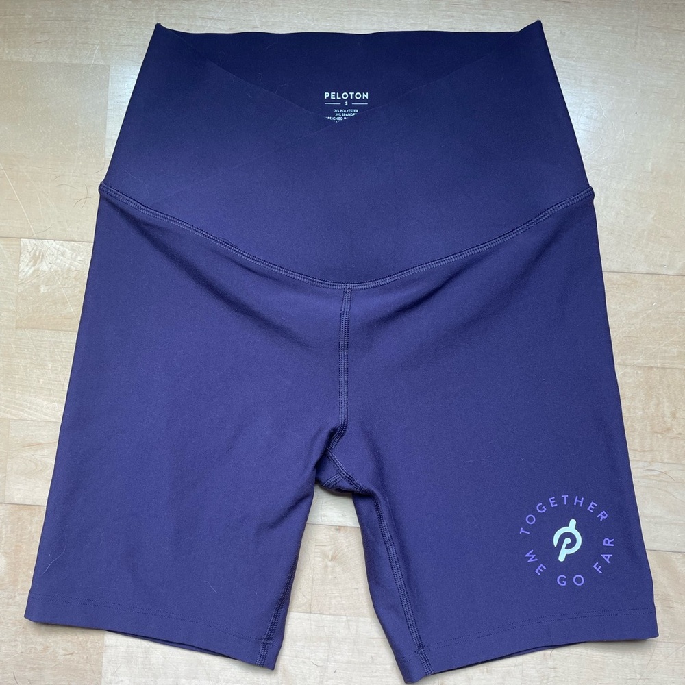 Peloton NWOT "Together we go far" bike shorts in plum